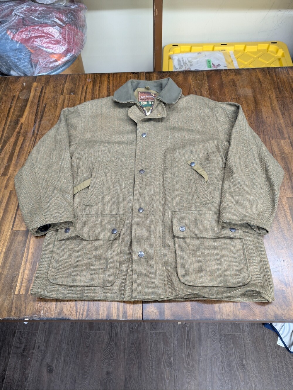 John Partridge Gore-Tex Wool Tweed Field Jacket Coat Men L - Picture 2 of 13